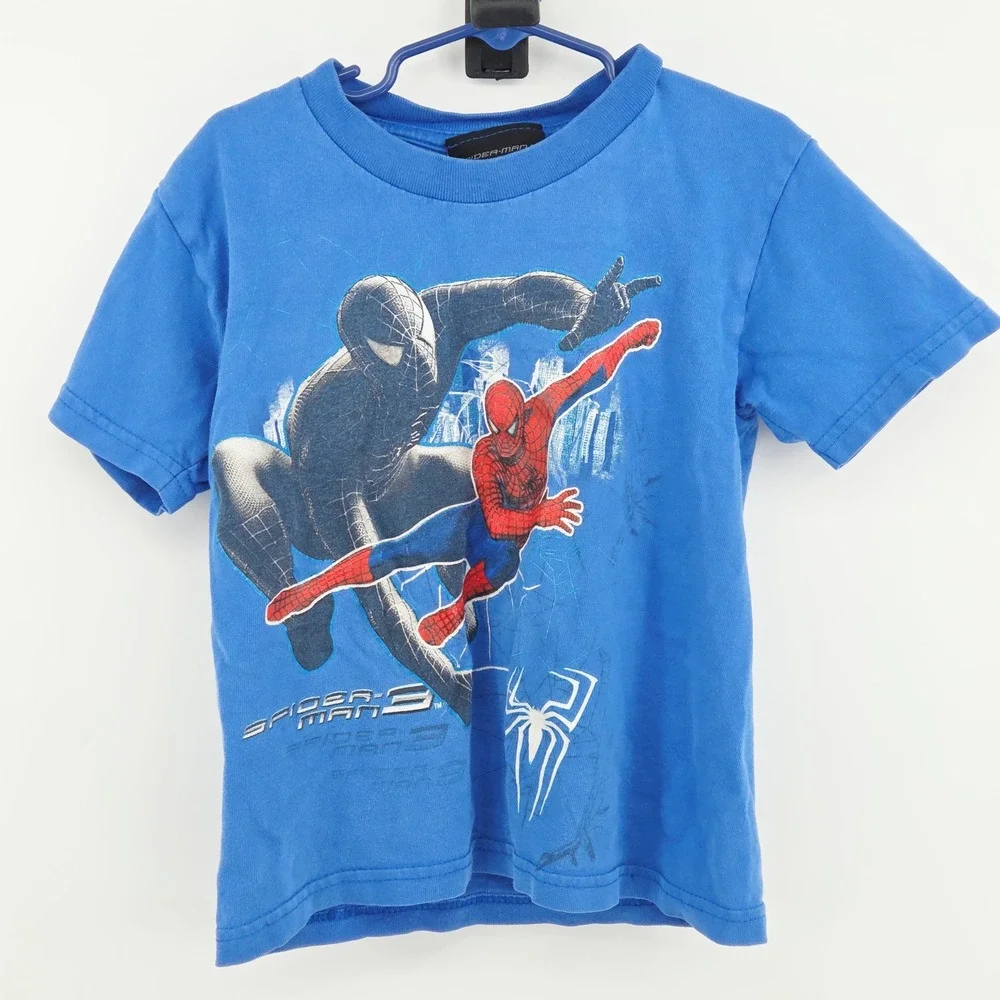 Spider-Man 3 Tobey Marvel Movie Graphic Promo Shirt Toddler 4 Blue Vintage Y2K